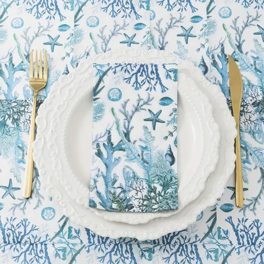 Two (2) Individual Ocean Sea Life Themed Guest Towel Sz Paper Decoupage Napkins